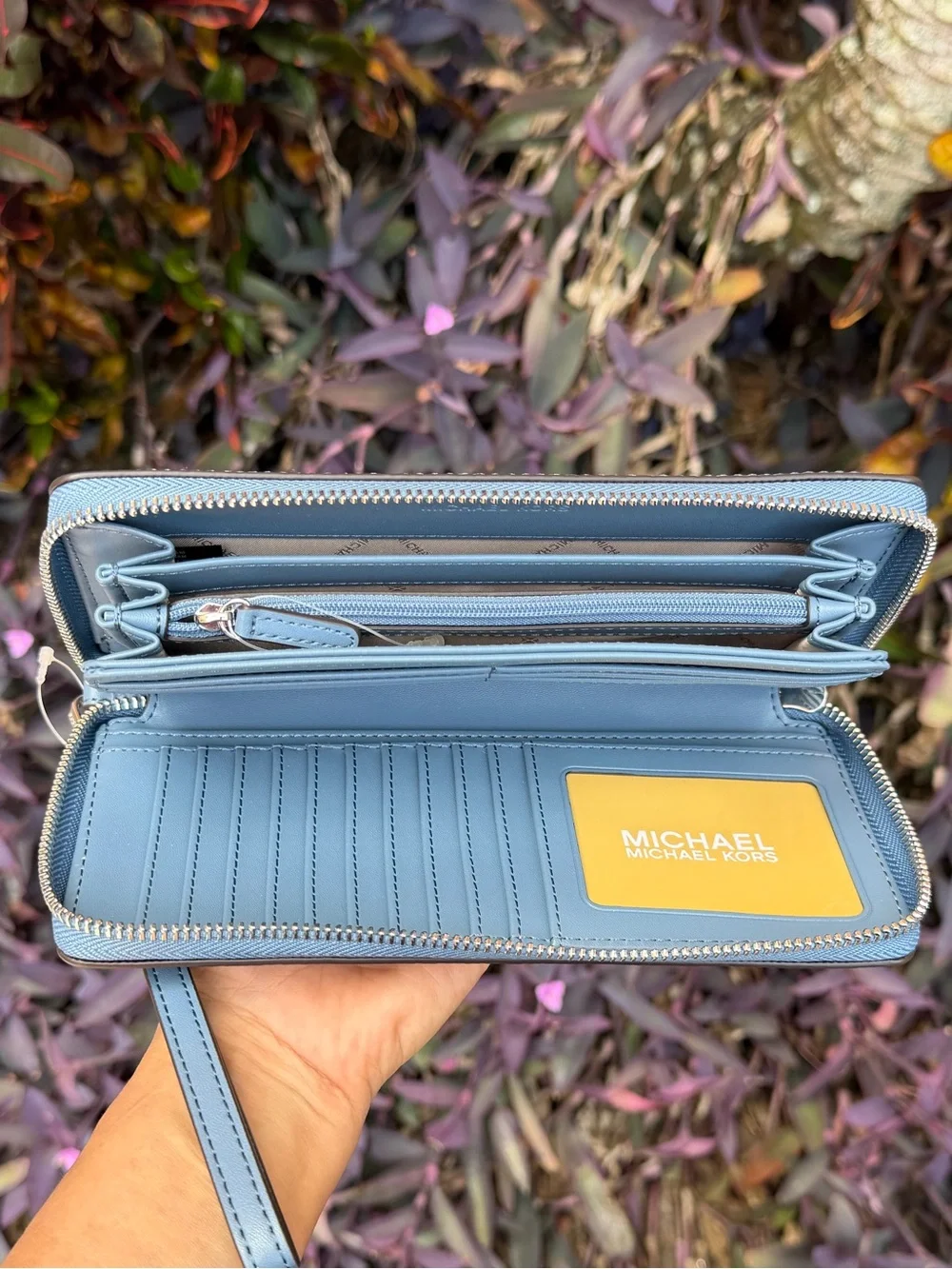 Michael Kors Jet Set Travel LG Continental Wallet Denim/Silver